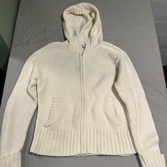 Loft Size M Cream Hooded Sweater - Picture 1 of 5